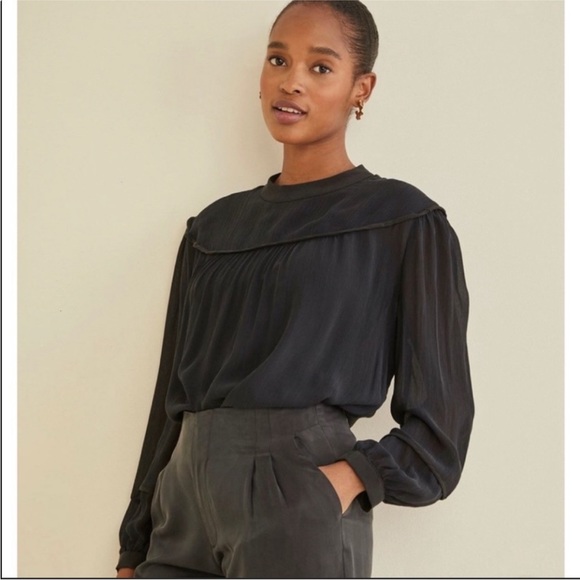 NWT Amour Vert Sheer Black Blouse - Picture 4 of 8